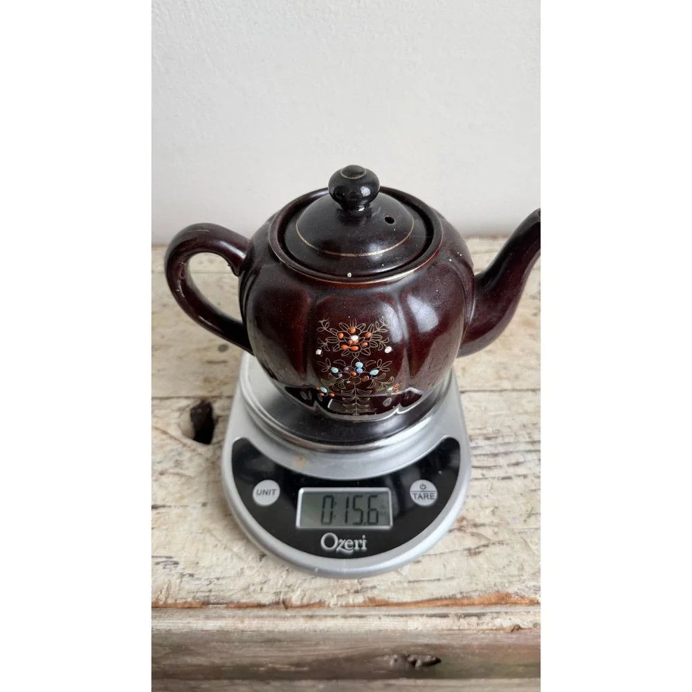 Vintage Japanese Brown Moriage Floral Teapot Hand Painted Made in Japan